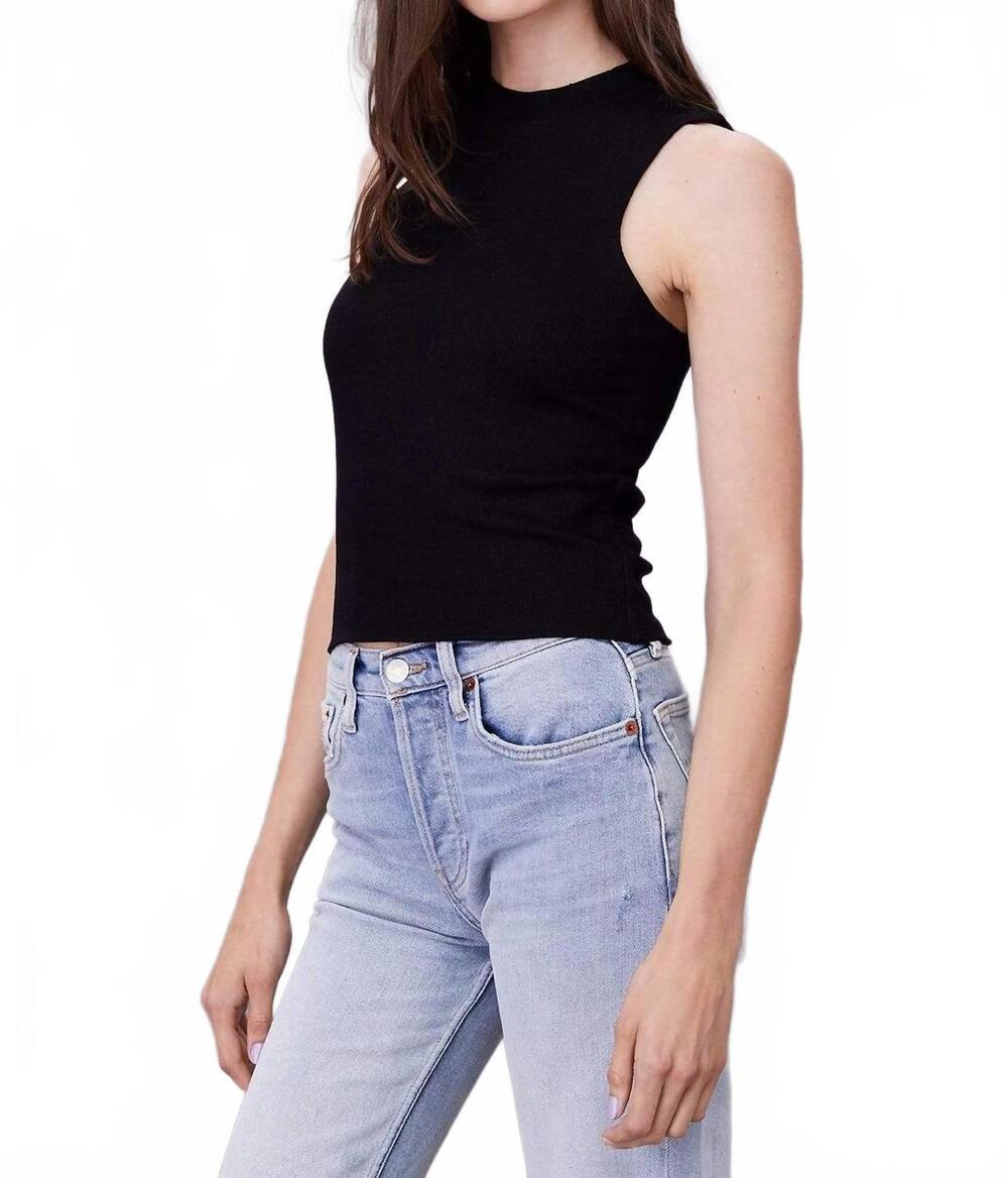NEW LNA ribbed double layer tank top in black